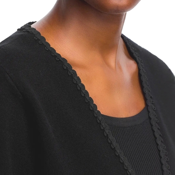 Sioni Black Faux Double Breasted Gold Button Front Short Jacket Evening Glam MD - Picture 6 of 14